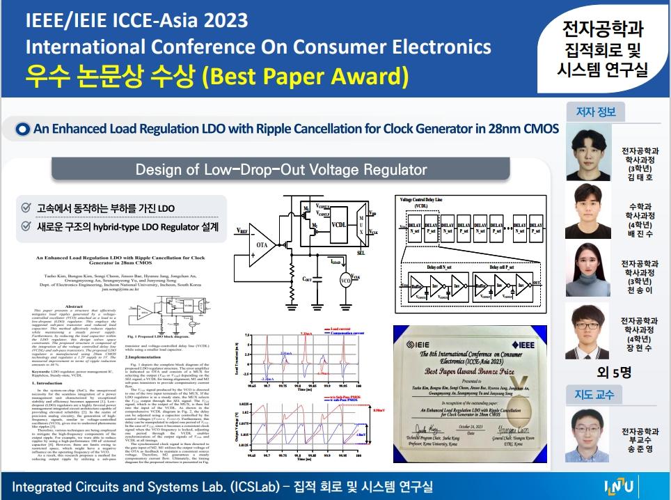 IEEE/IEIE ICCE-Asia 2023 International Conference On Consumer Electronics 우수 논문상 수상(Best Paper Award) 대표이미지